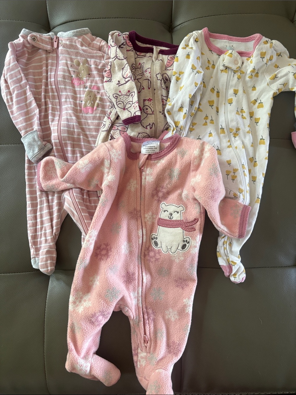 Newborn Baby Girls Footed One-Piece Sleepwear